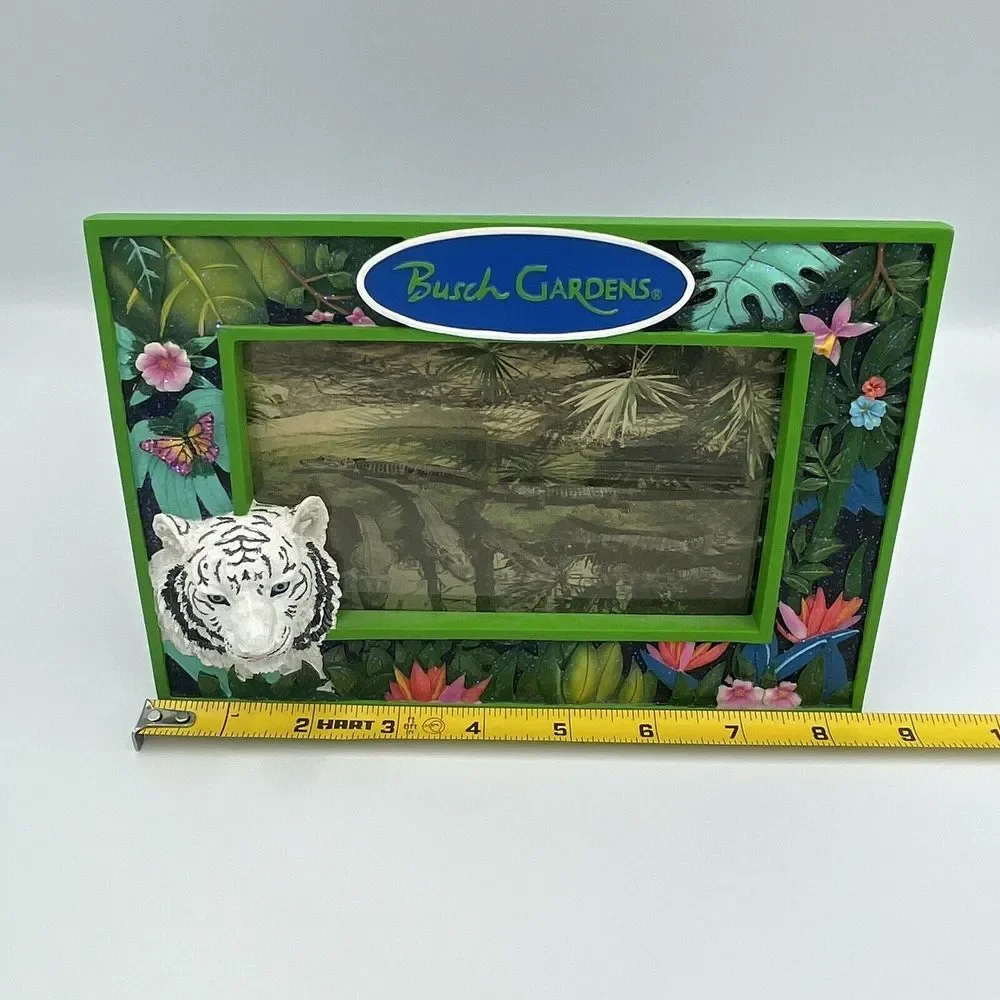 Vintage Busch Gardens Animals 4×6 Photo‎ Frame Tabletop White Tiger HTF